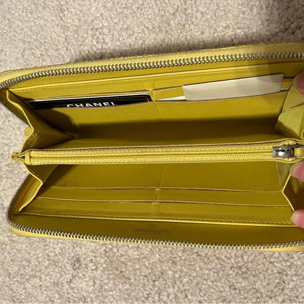 Chanel Yellow Quilted Zippy Long Wallet - Picture 5 of 10